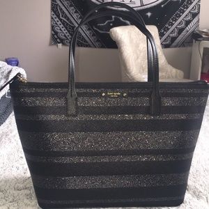 Kate Spade Haven Lane Black Glitter Tote